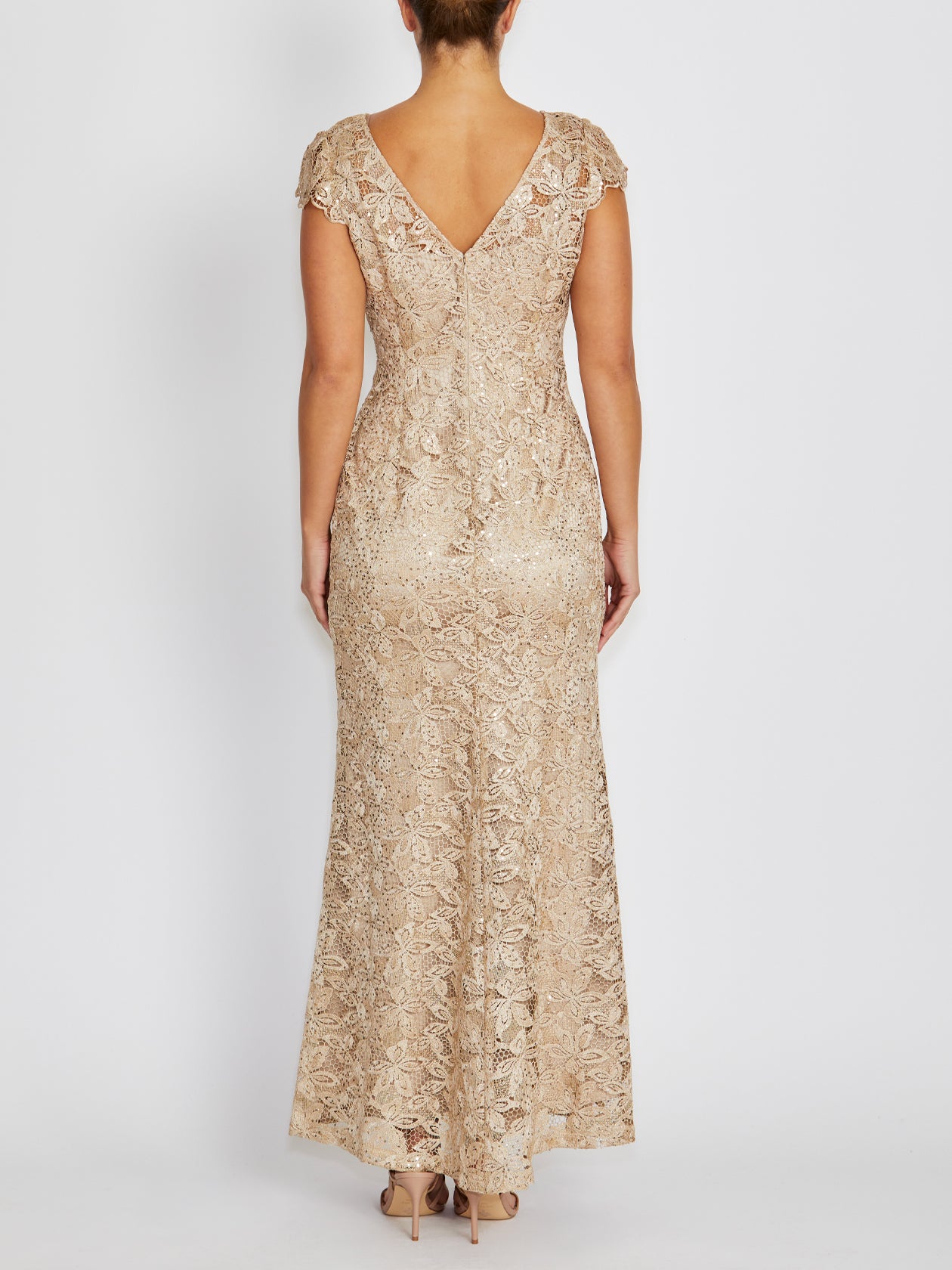 Milicent Champagne Sequin Lace Gown