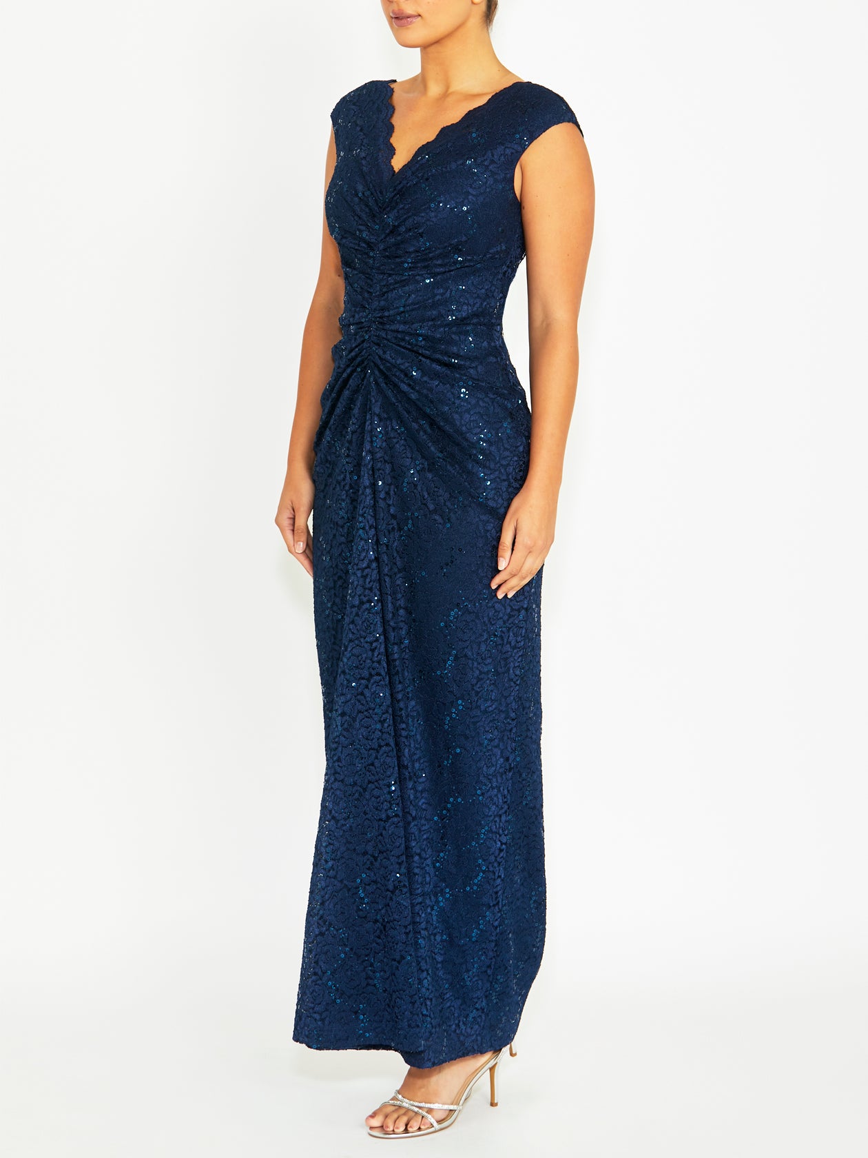 Yasmina Navy Lace Gown