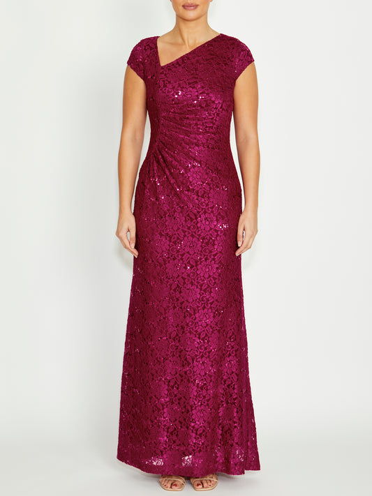 Leighton Magenta Lace Gown