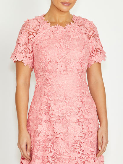 Women's Lace Midi Length Dress in Pink | Nila Women's Lace Midi Length Dress in Pink | Nila