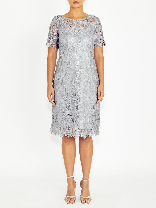 Carmella Silver Lace Dress
