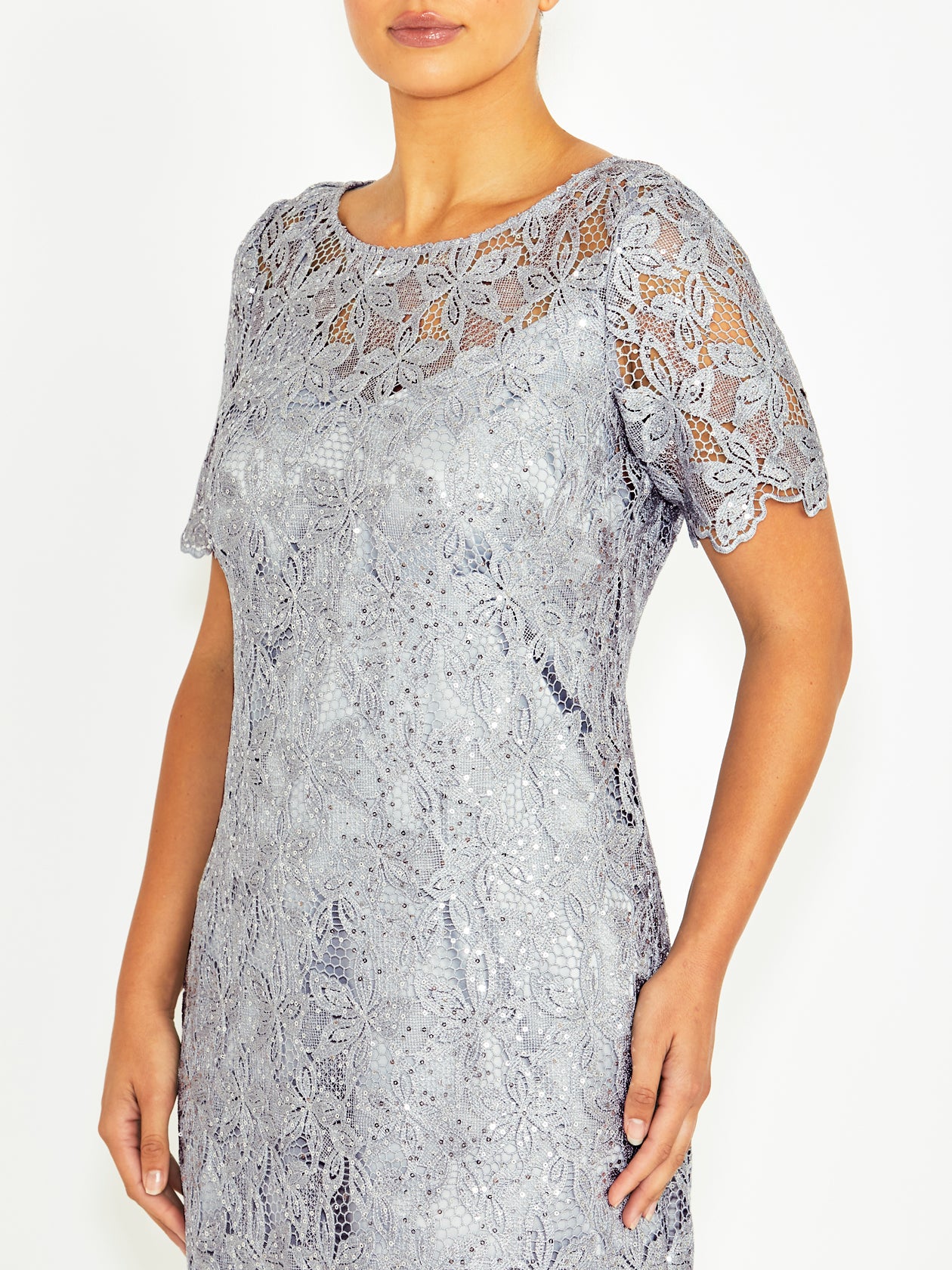 Carmella Silver Lace Dress
