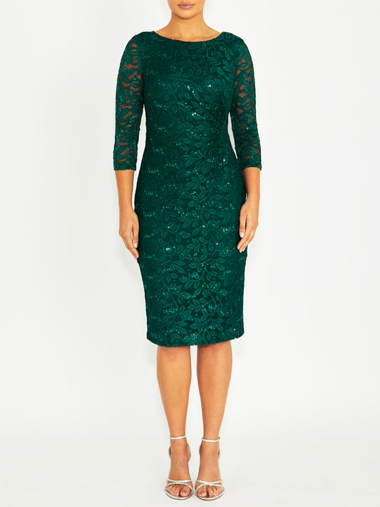 Elara Forest Lace Dress