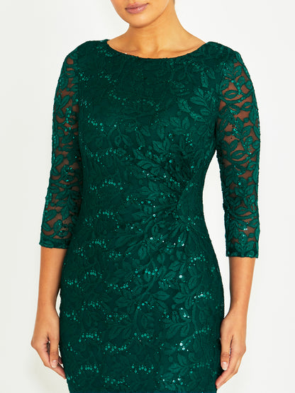 Elara Forest Lace Dress