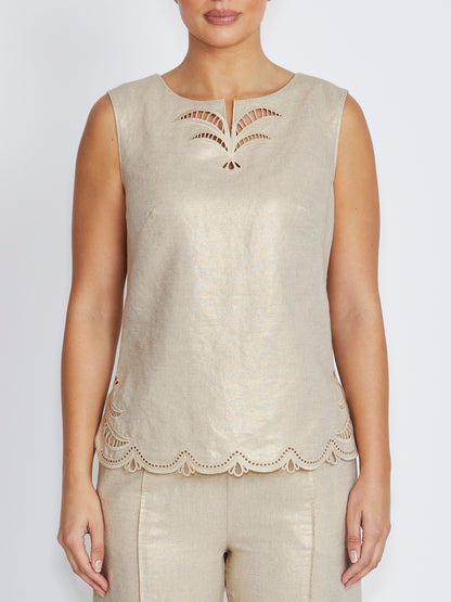 Nara Gold Linen Top