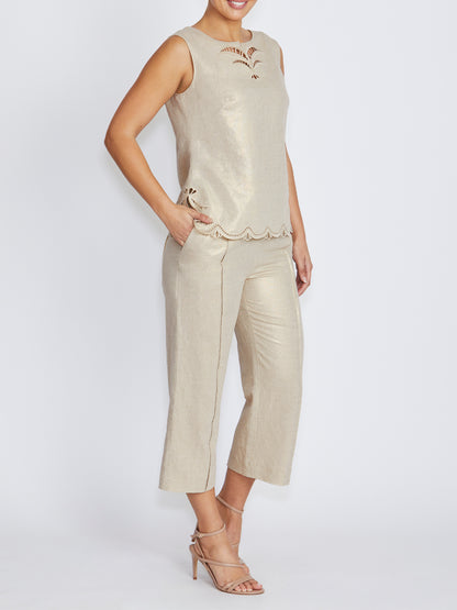 Nara Gold Linen Top