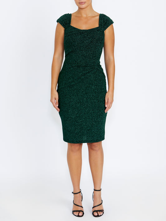 Women's Lurex Knit Easy Fit Dress in Green | Sloane