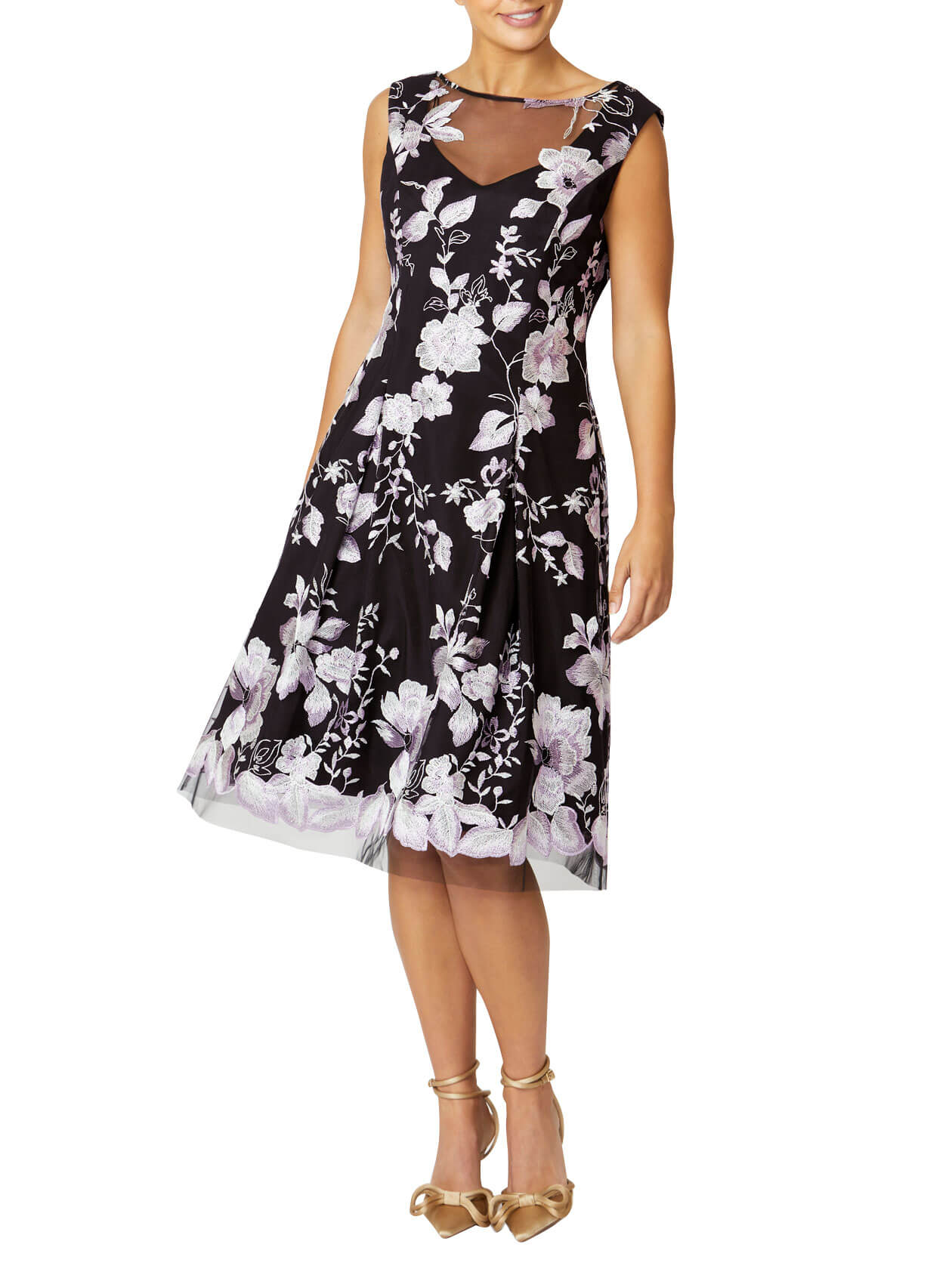 Ophelia Black and Lilac A-Line Dress