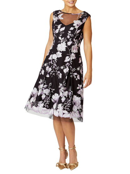 Ophelia Black and Lilac A-Line Dress