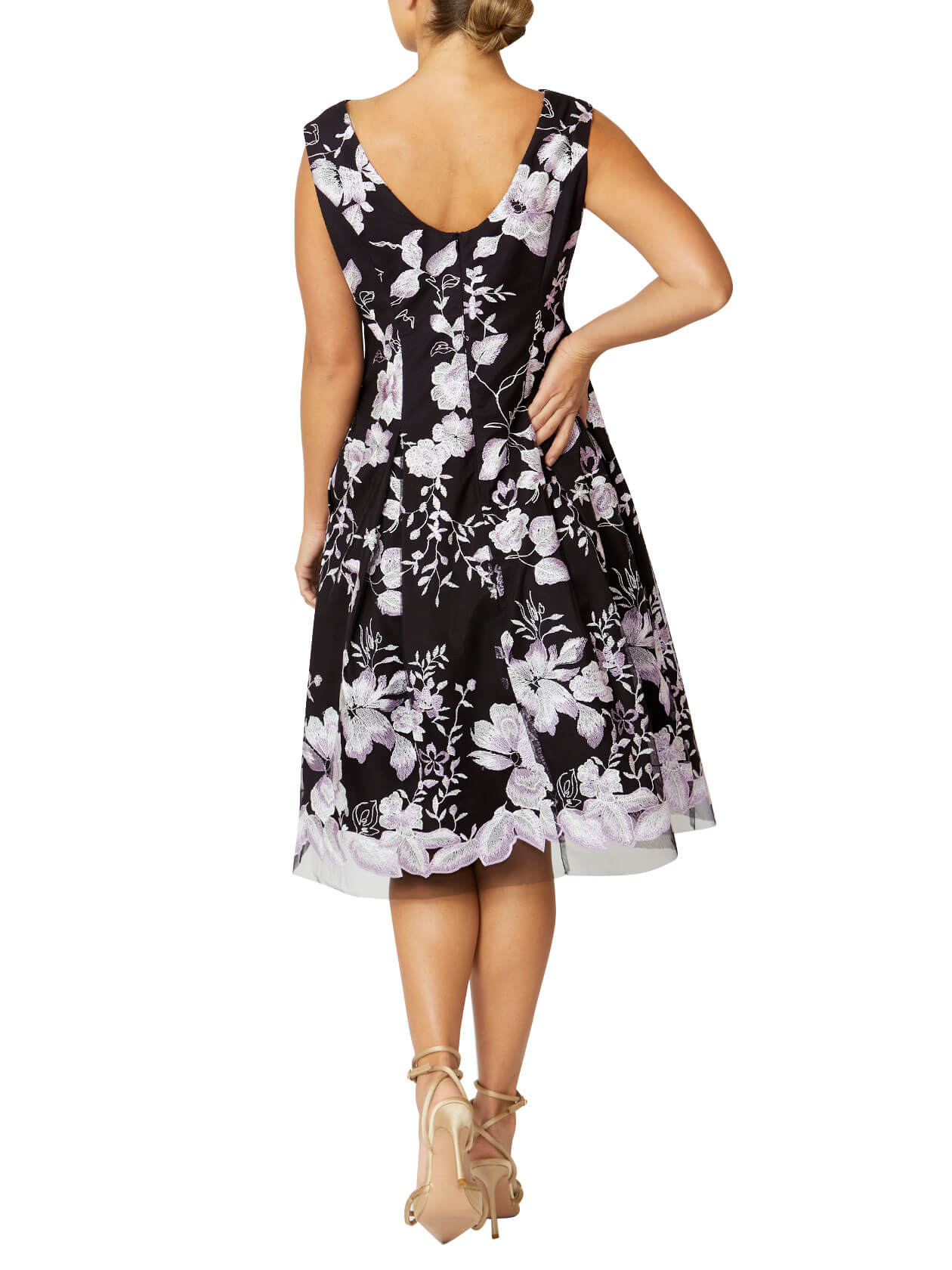 Ophelia Black and Lilac A-Line Dress