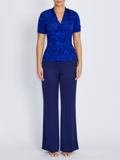 Cora Indigo Abstract Print Jersey Top