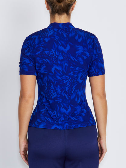 Cora Indigo Abstract Print Jersey Top