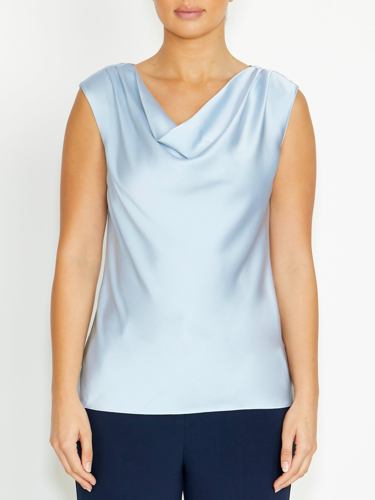 Harmony Blue Cowl Neck Top