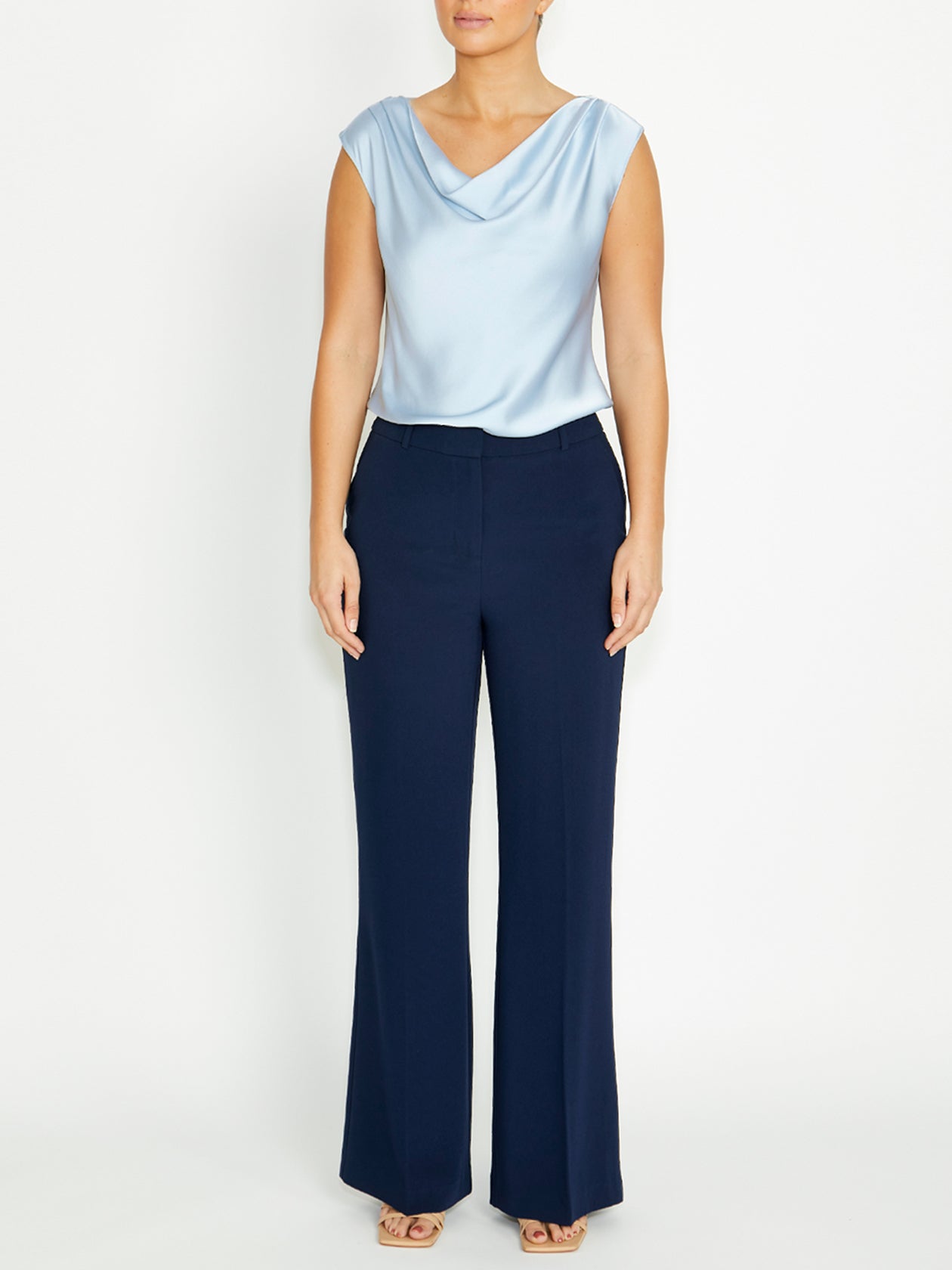 Harmony Blue Cowl Neck Top