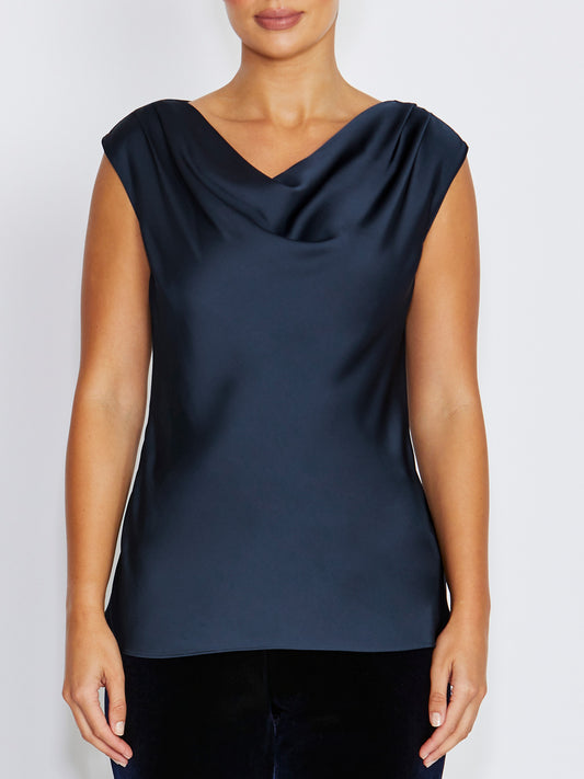 Harmony Navy Cowl Neck Top
