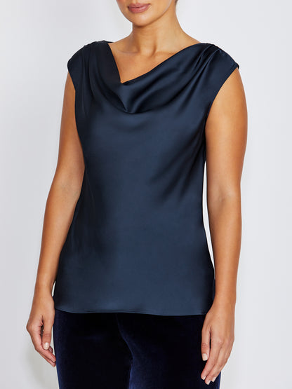 Harmony Navy Cowl Neck Top