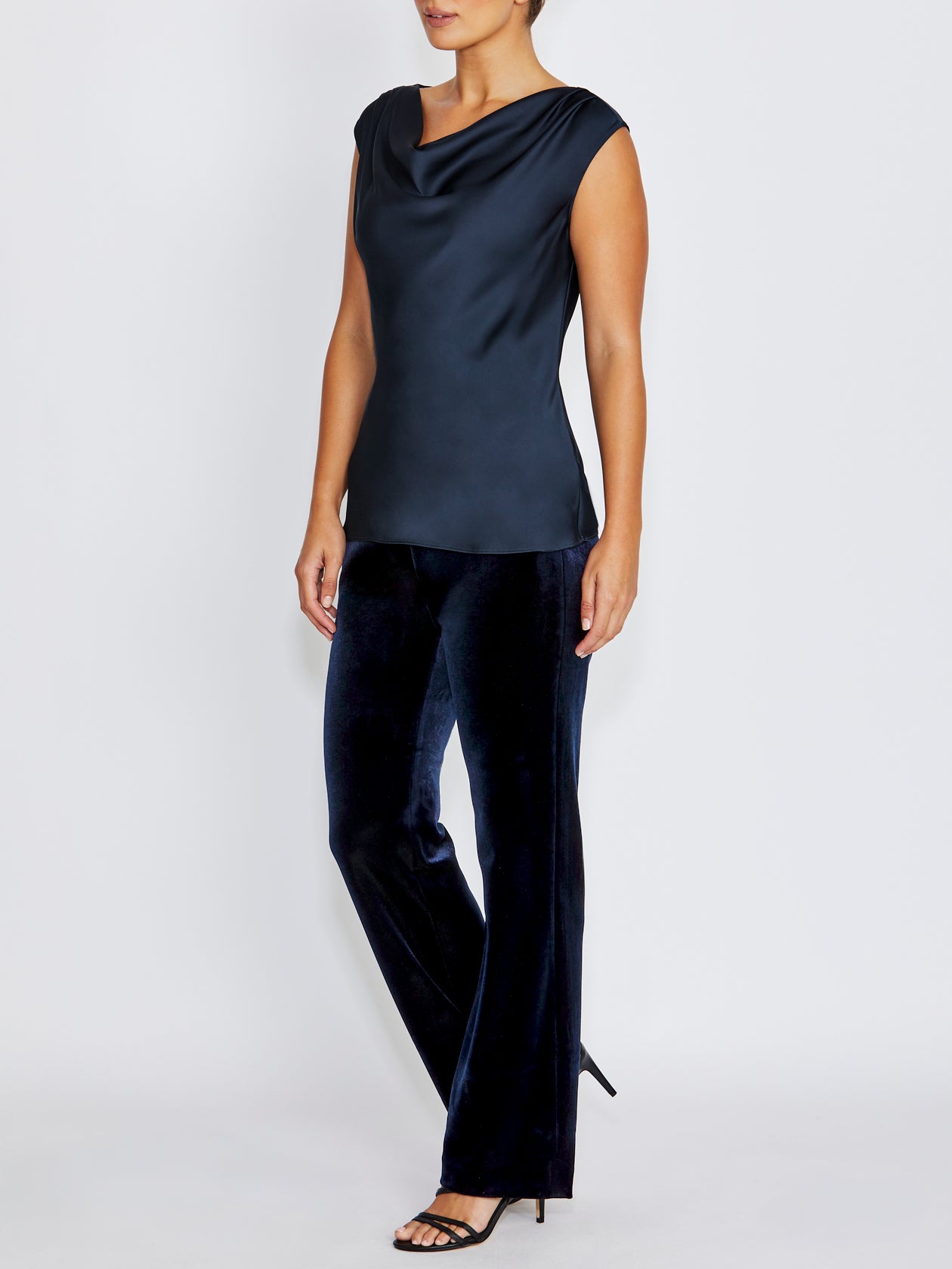Harmony Navy Cowl Neck Top