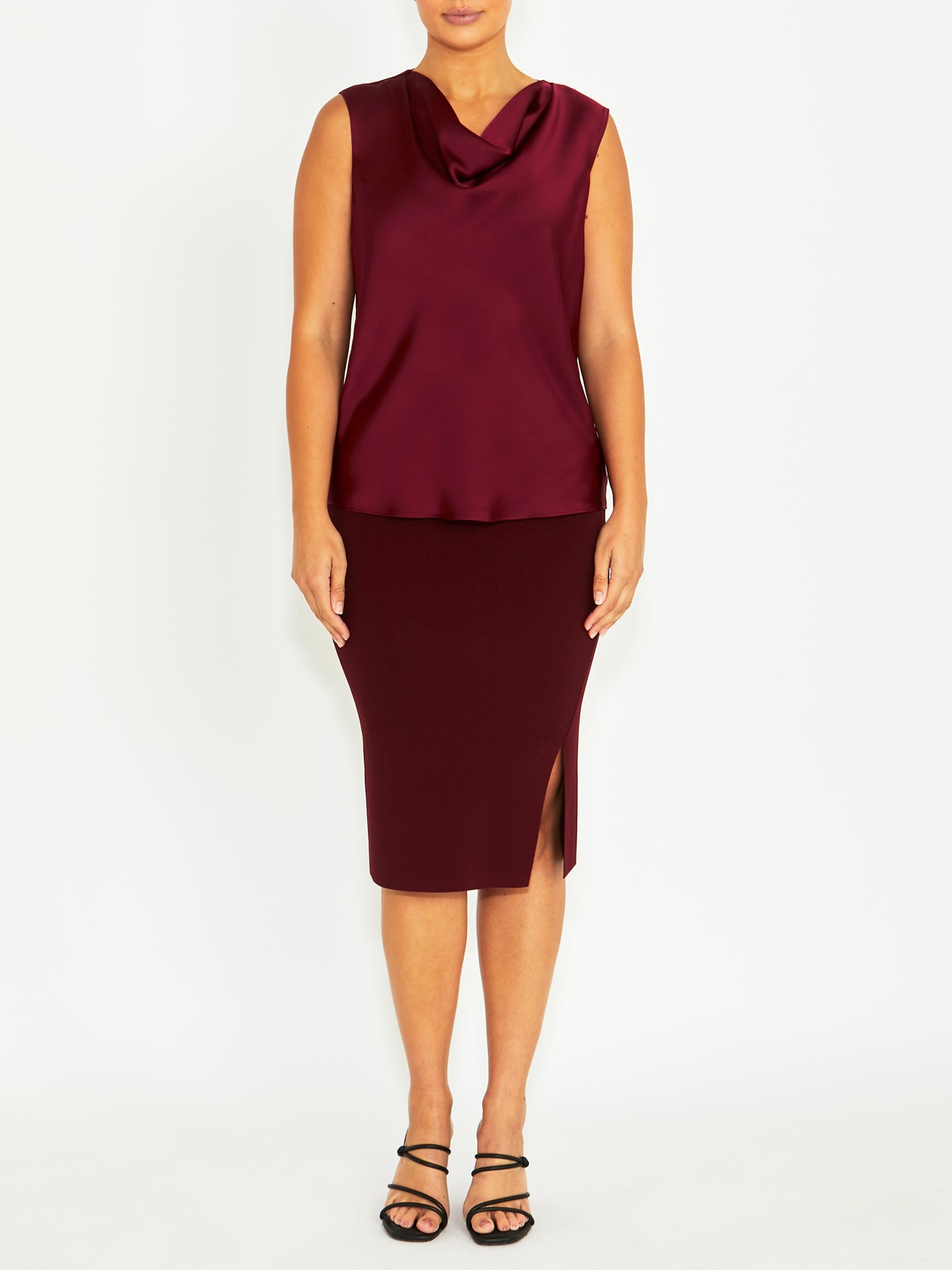 Amity Merlot Satin Top