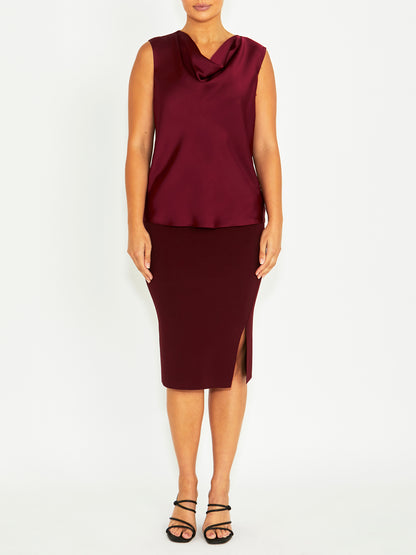 Amity Merlot Satin Top