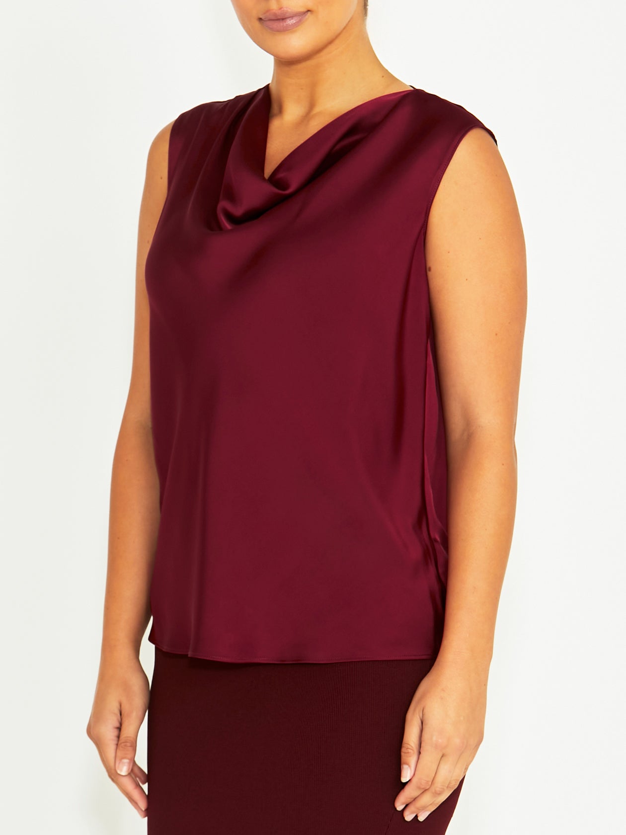 Amity Merlot Satin Top