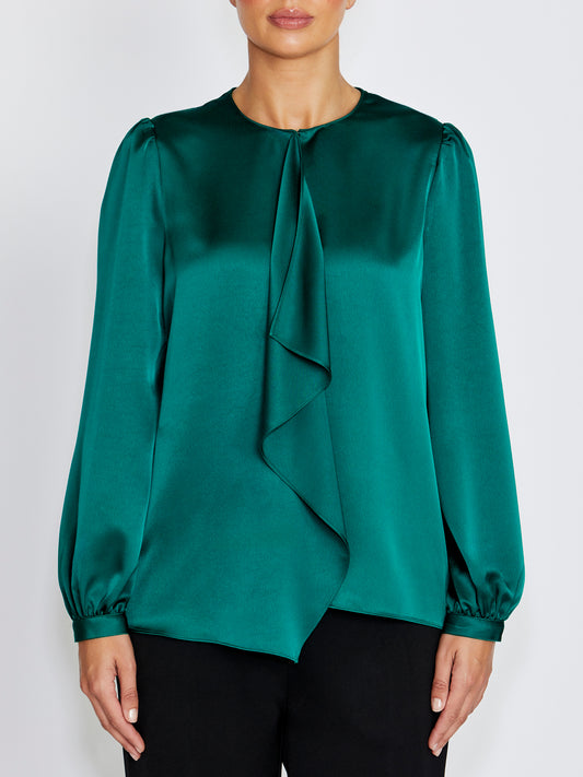 Arina Evergreen Drape Front Top