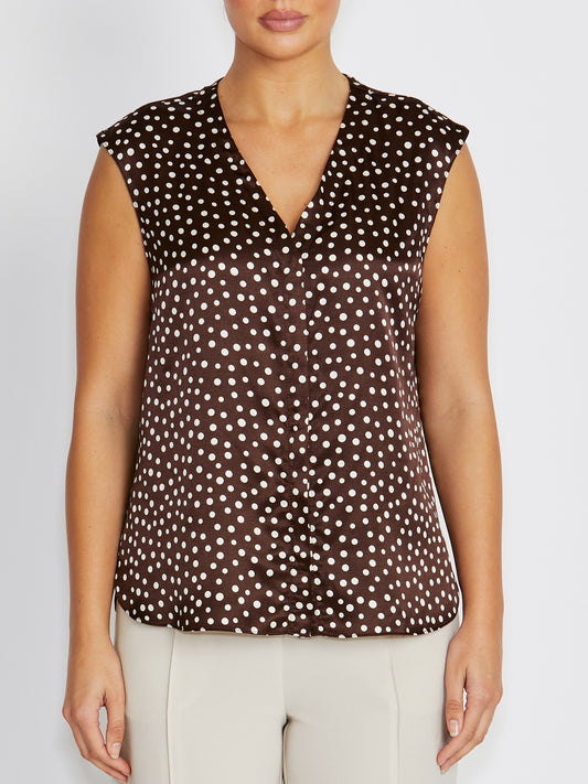 Amelia Brown Dot Blouse