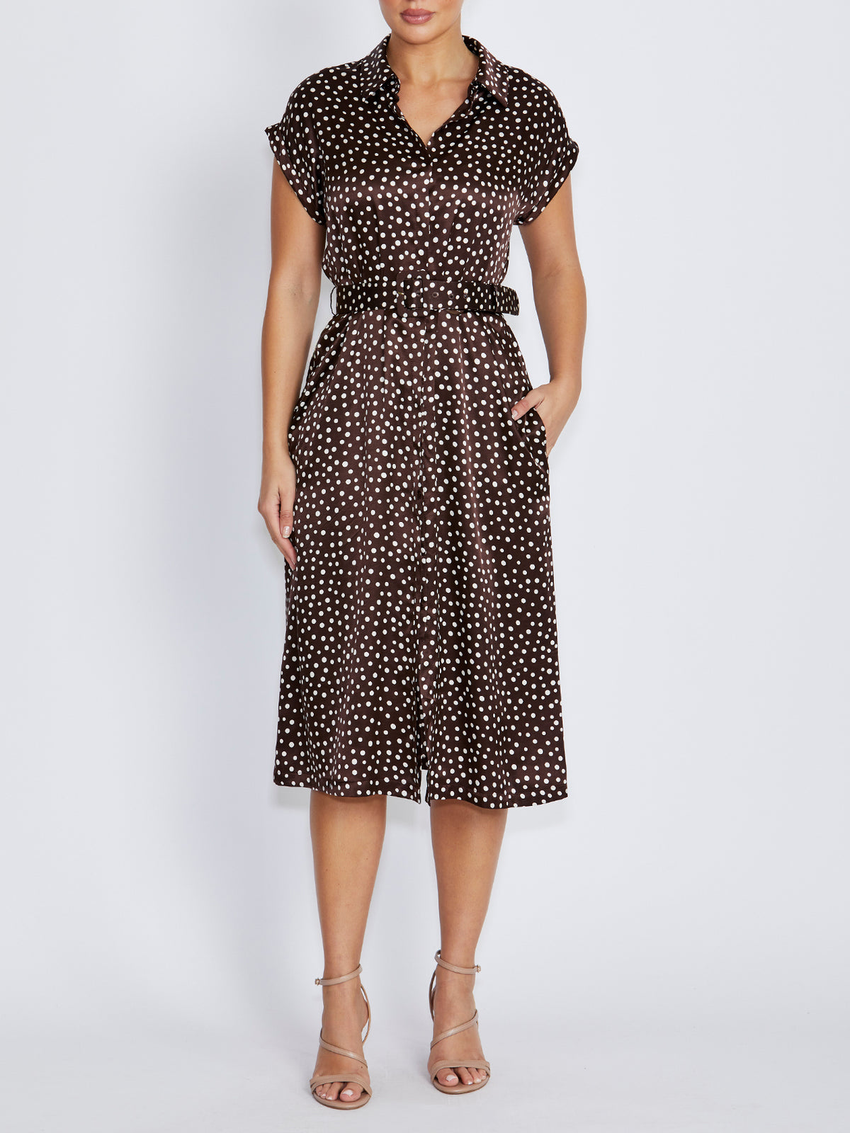 Abbey Brown Dot Dress