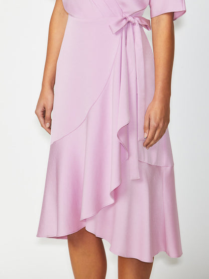 Women's Satin Wrap Dress in Purple | Paris