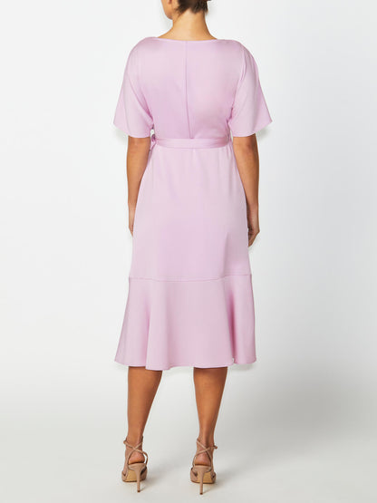 Women's Satin Wrap Dress in Purple | Paris