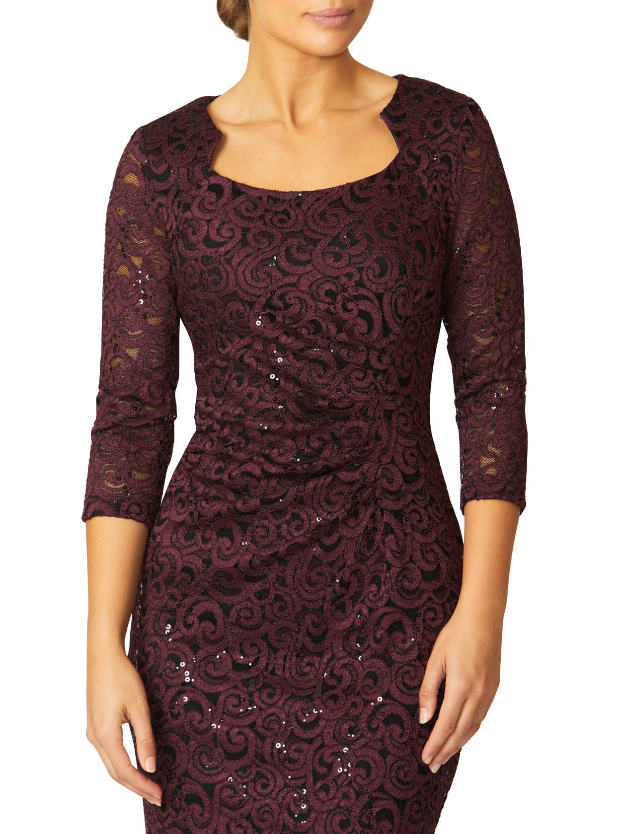 Helena Plum Stretch Lace Dress