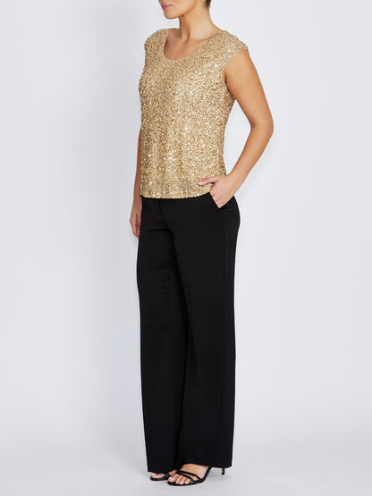 Rosalia Champagne Sequin Top