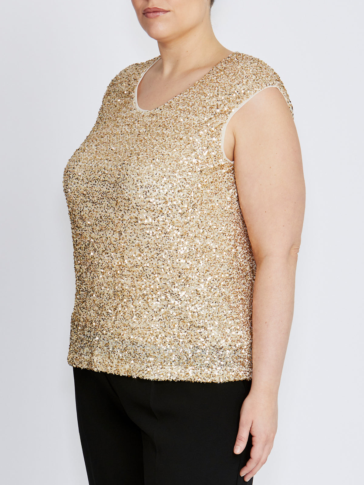 Rosalia Champagne Sequin Top