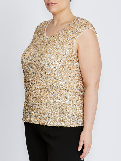 Rosalia Champagne Sequin Top