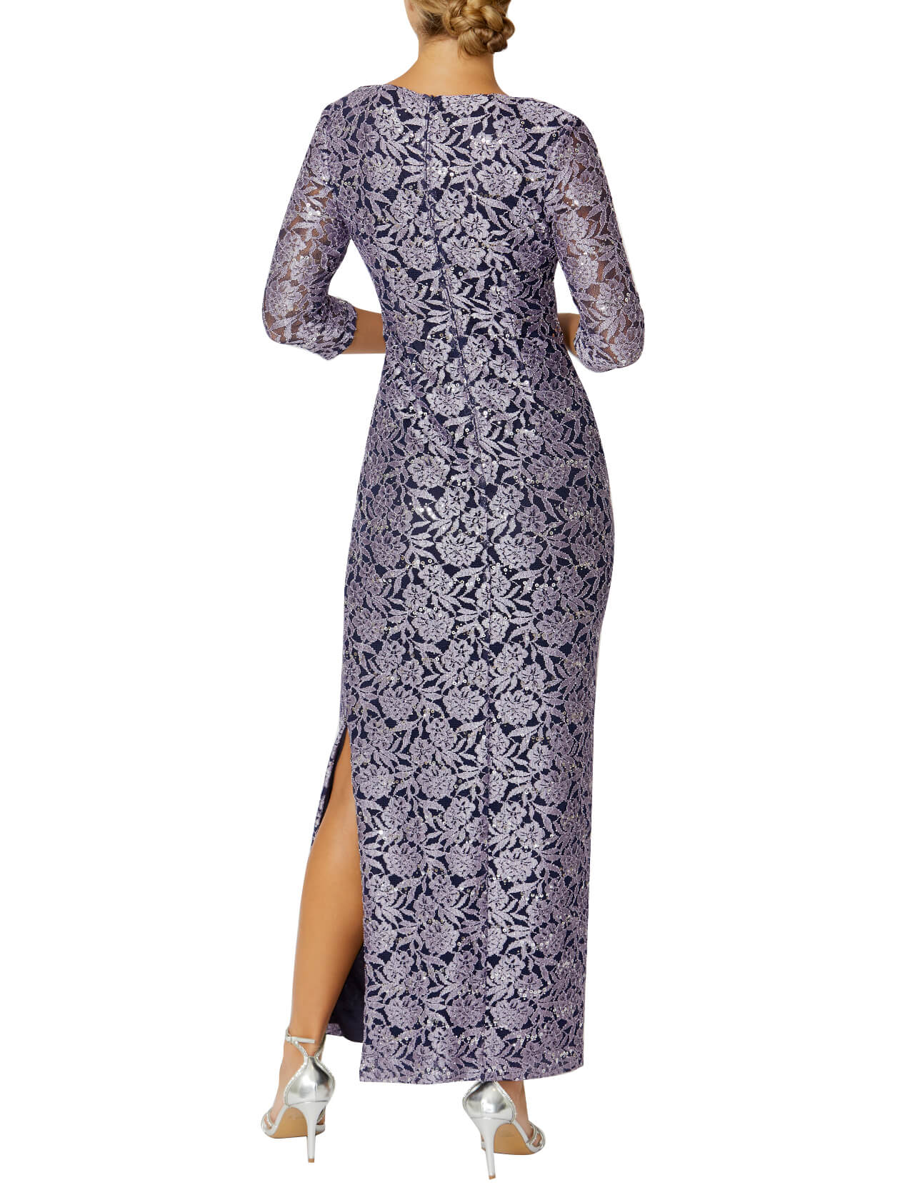 Helena Lilac and Navy Stretch Lace Gown
