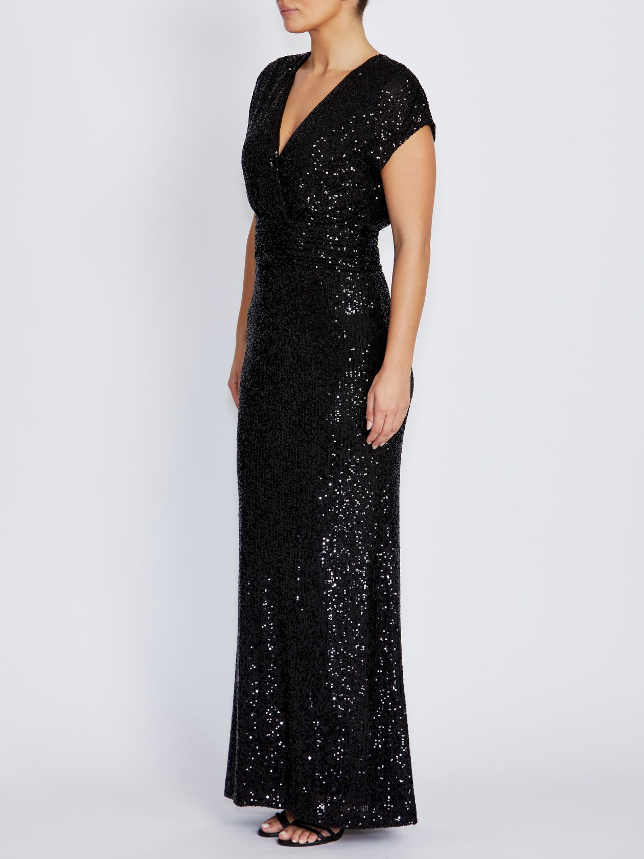 Calista Black Stretch Sequin Gown