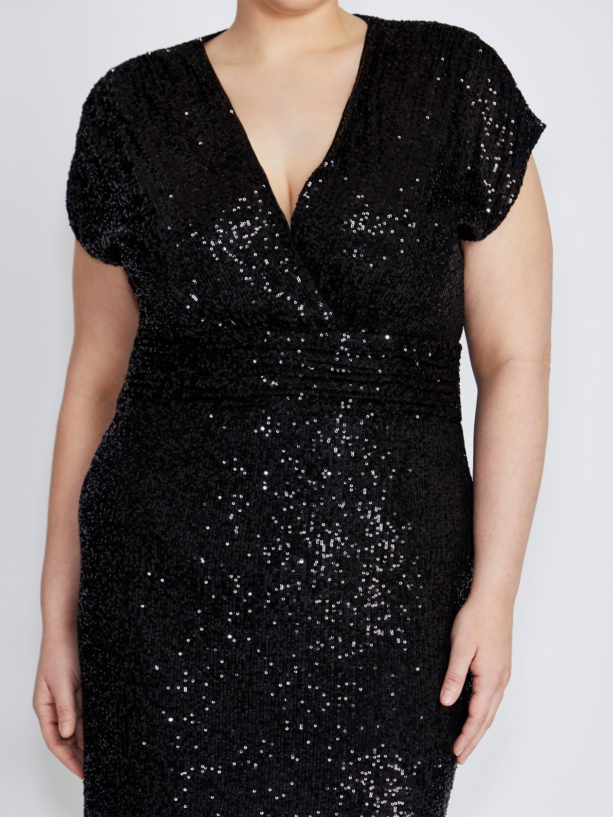 Calista Black Stretch Sequin Gown