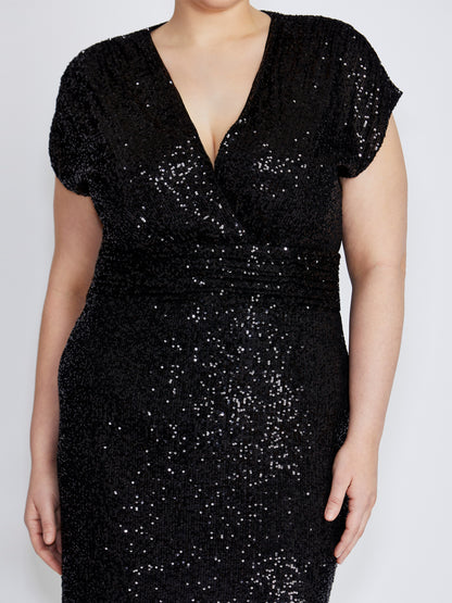 Calista Black Stretch Sequin Gown