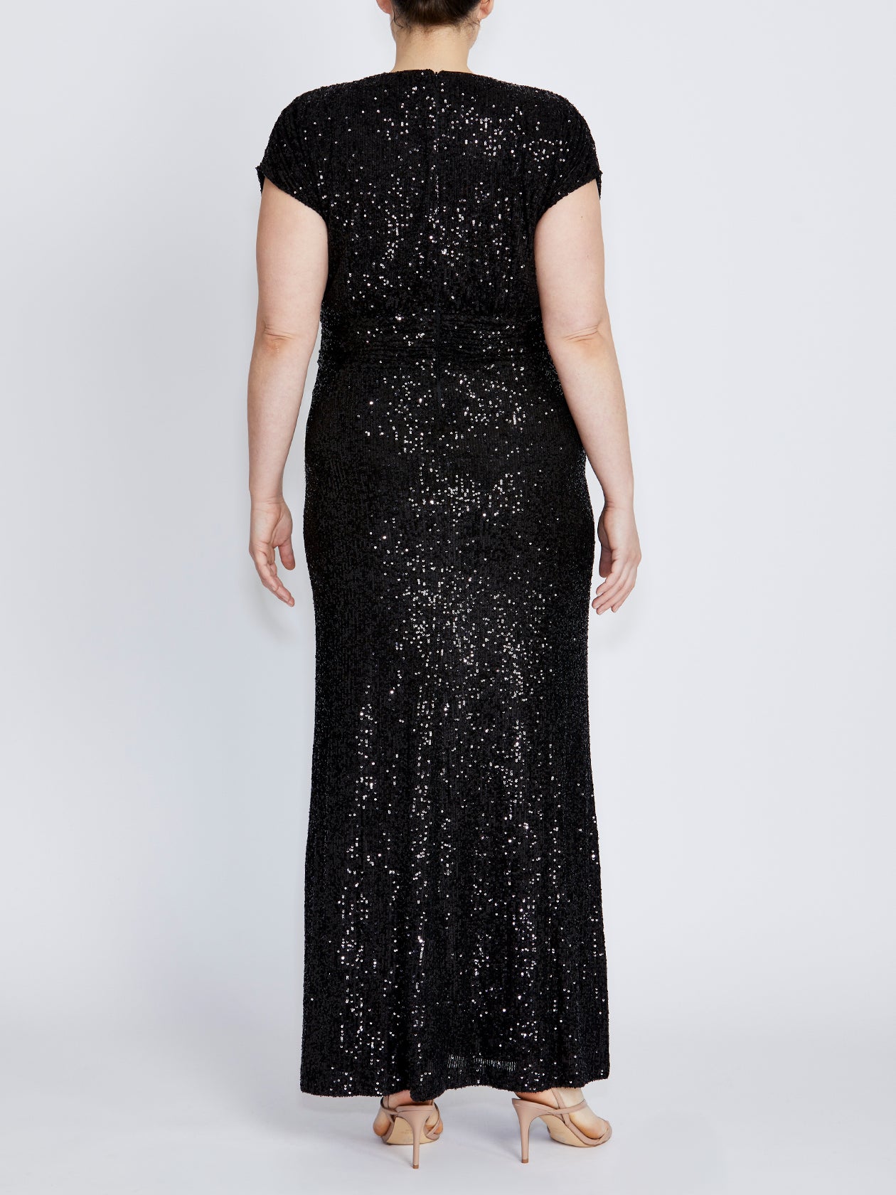 Calista Black Stretch Sequin Gown