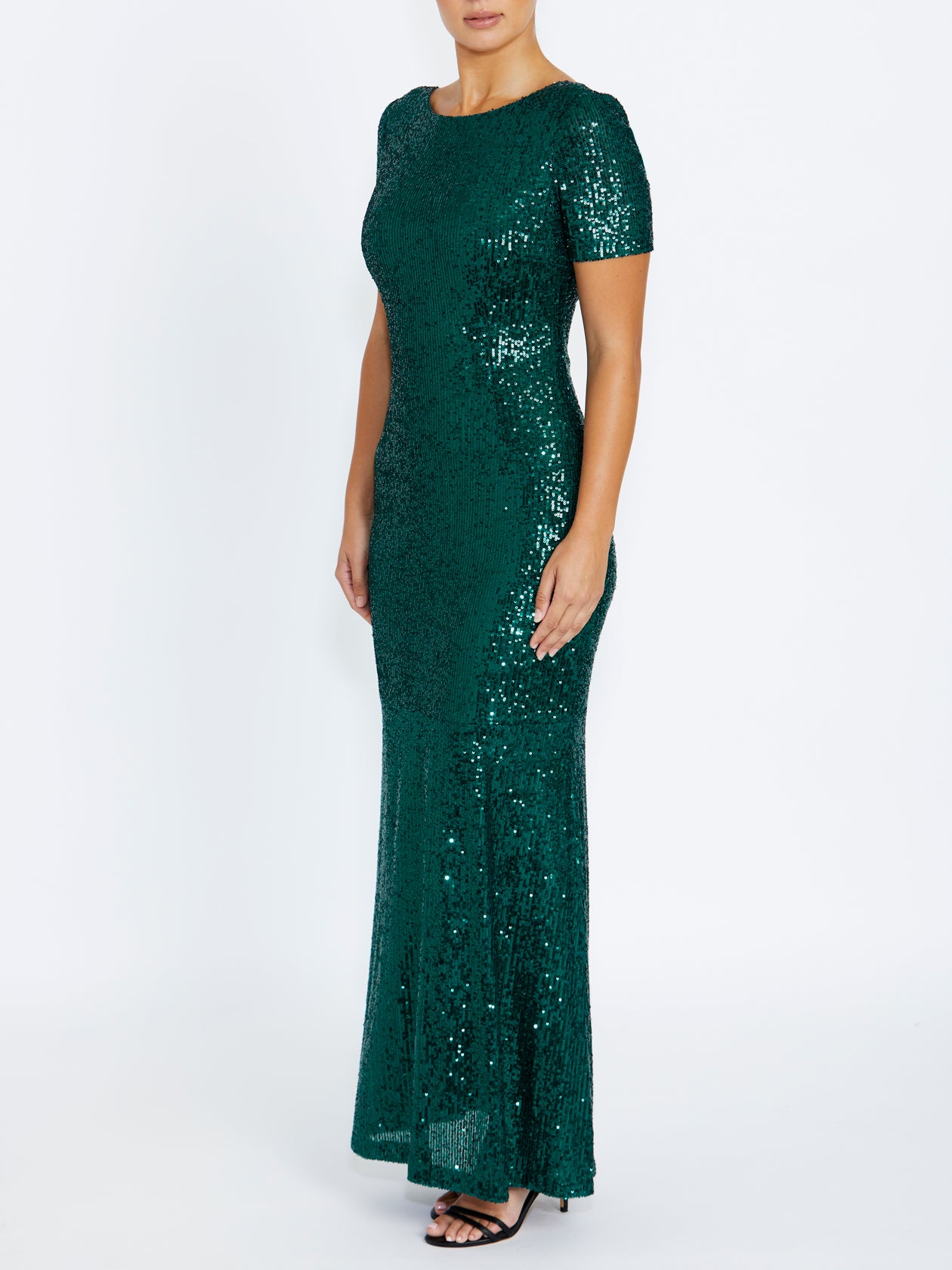 Women's Sequin Floor Length Gown in Green | Claire