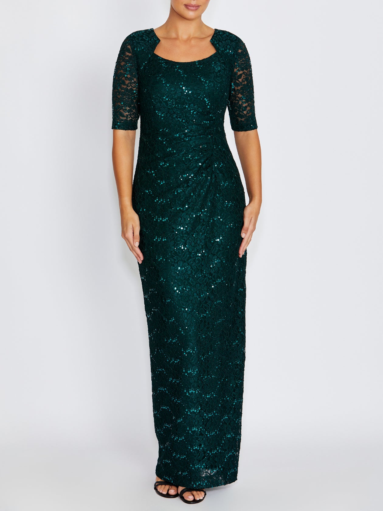 Helena Evergreen Stretch Lace Gown