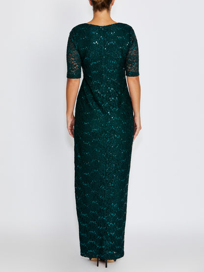 Helena Evergreen Stretch Lace Gown
