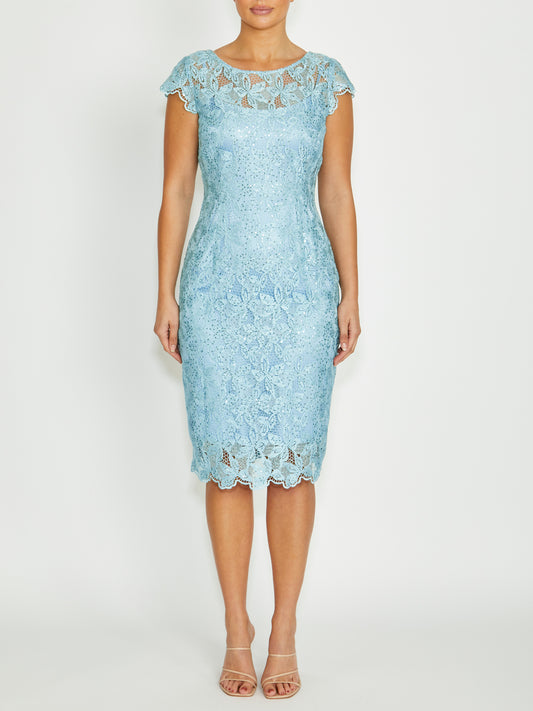 Women's Sequin Lace Easy Fit Dress in Green | Millicent