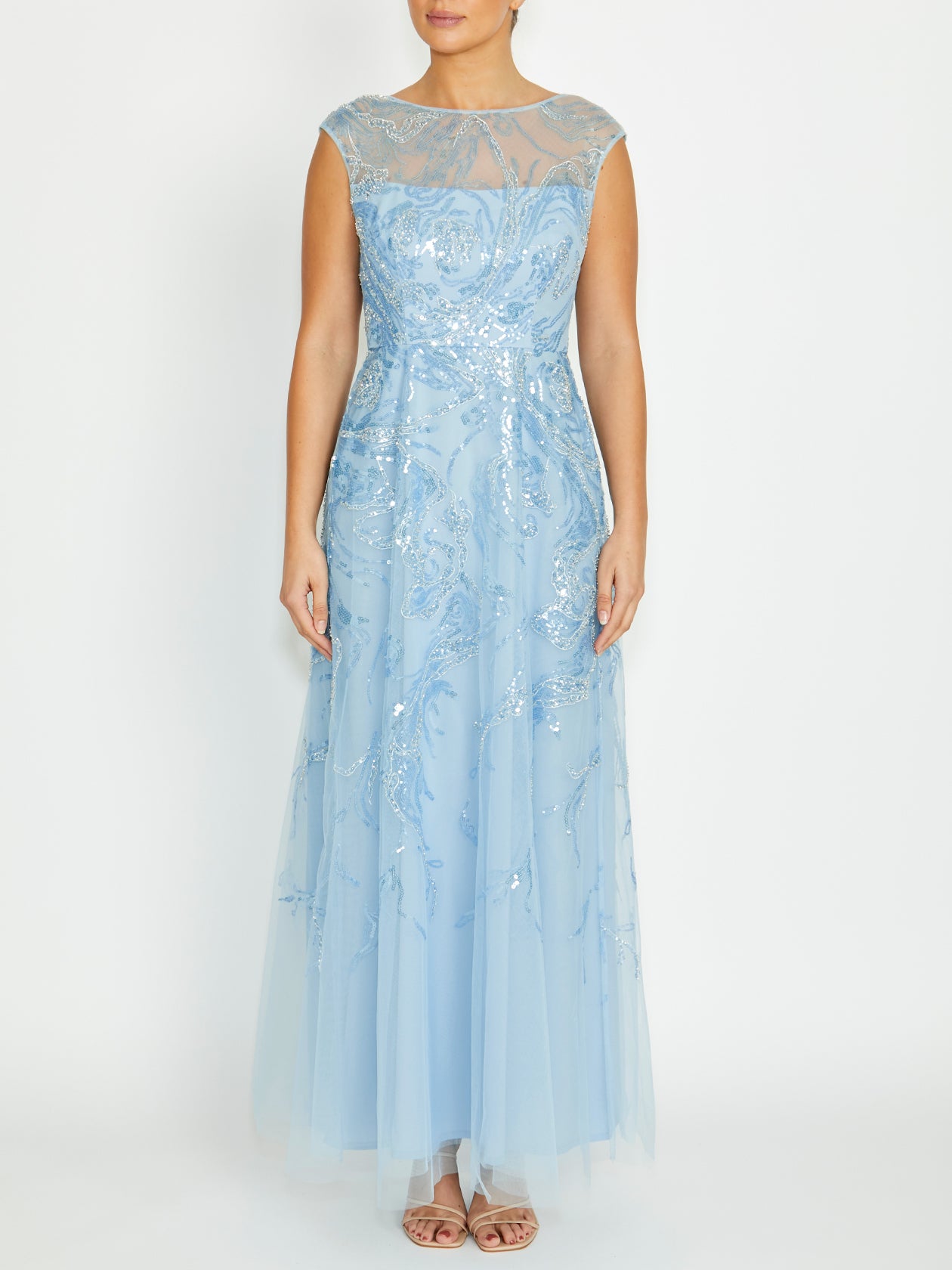 Catalina Sky Blue Sequin Gown