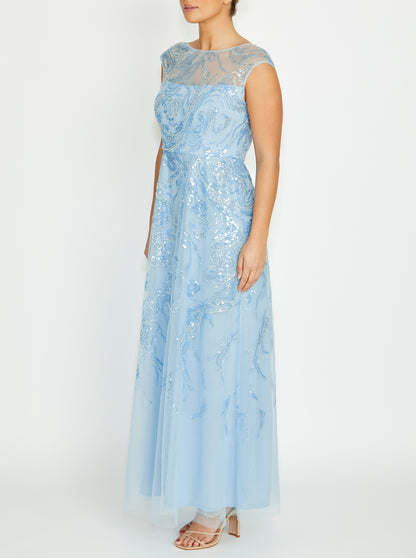 Catalina Sky Blue Sequin Gown