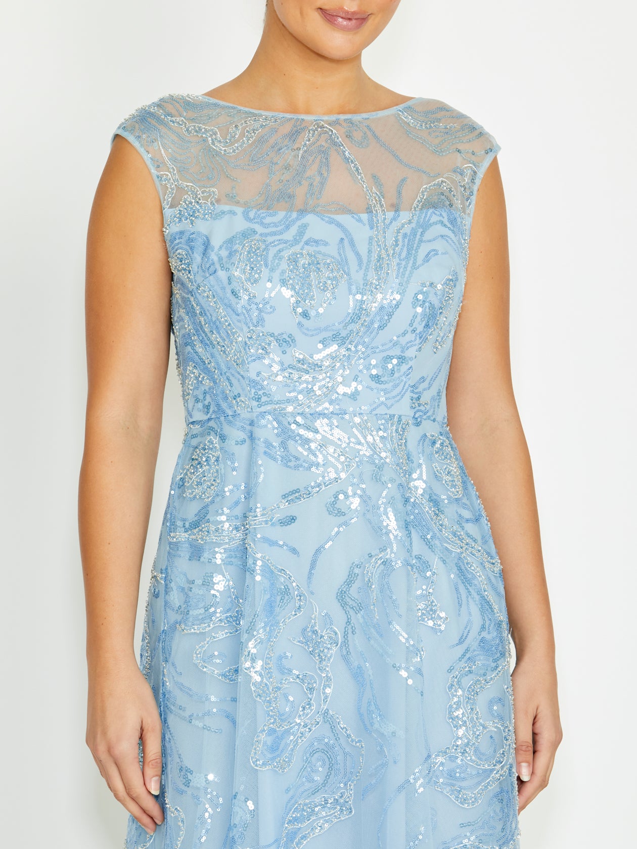 Catalina Sky Blue Sequin Gown