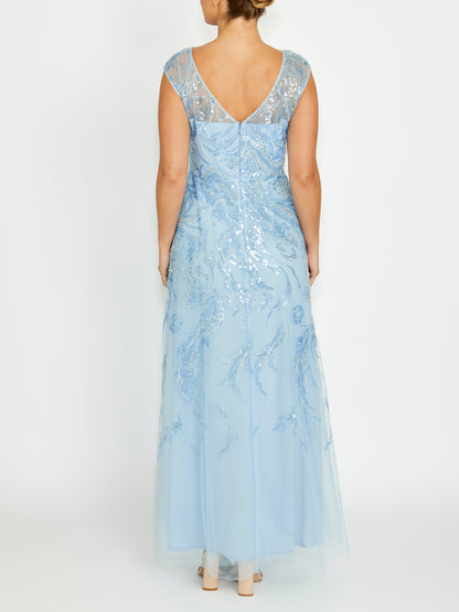 Catalina Sky Blue Sequin Gown