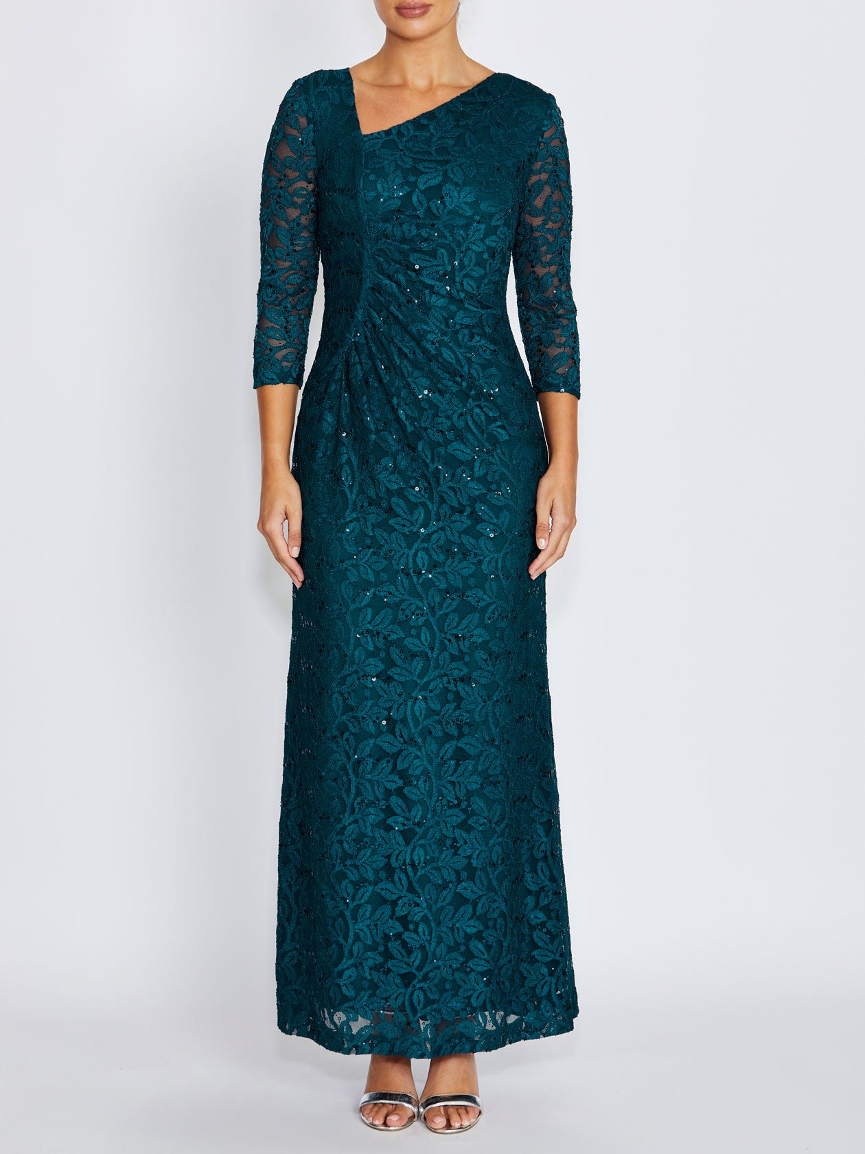 Leighton Teal Lace Gown