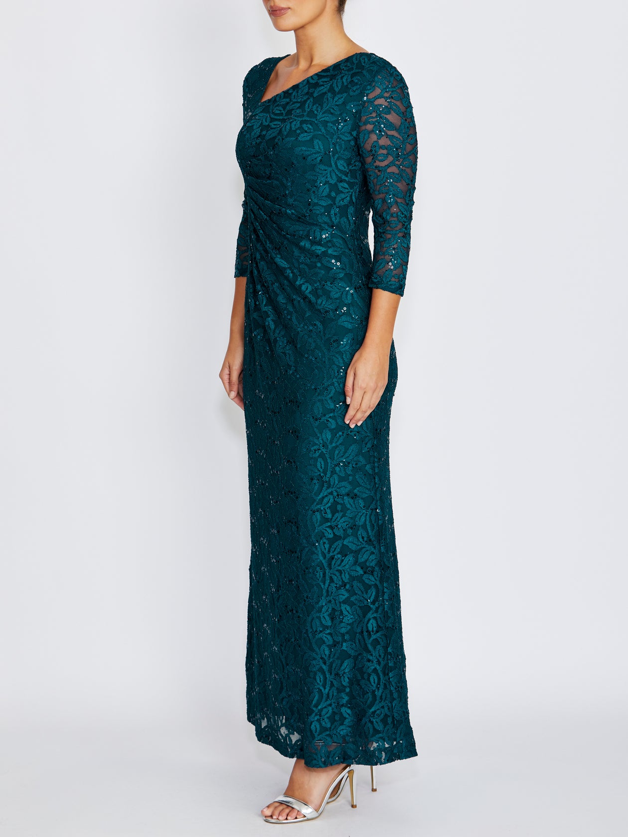 Leighton Teal Lace Gown