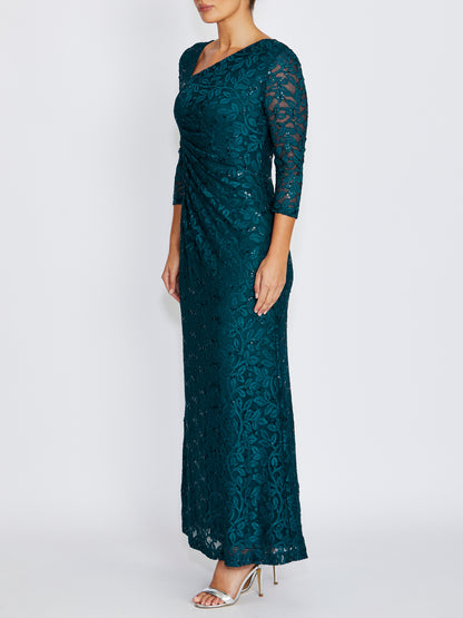 Leighton Teal Lace Gown