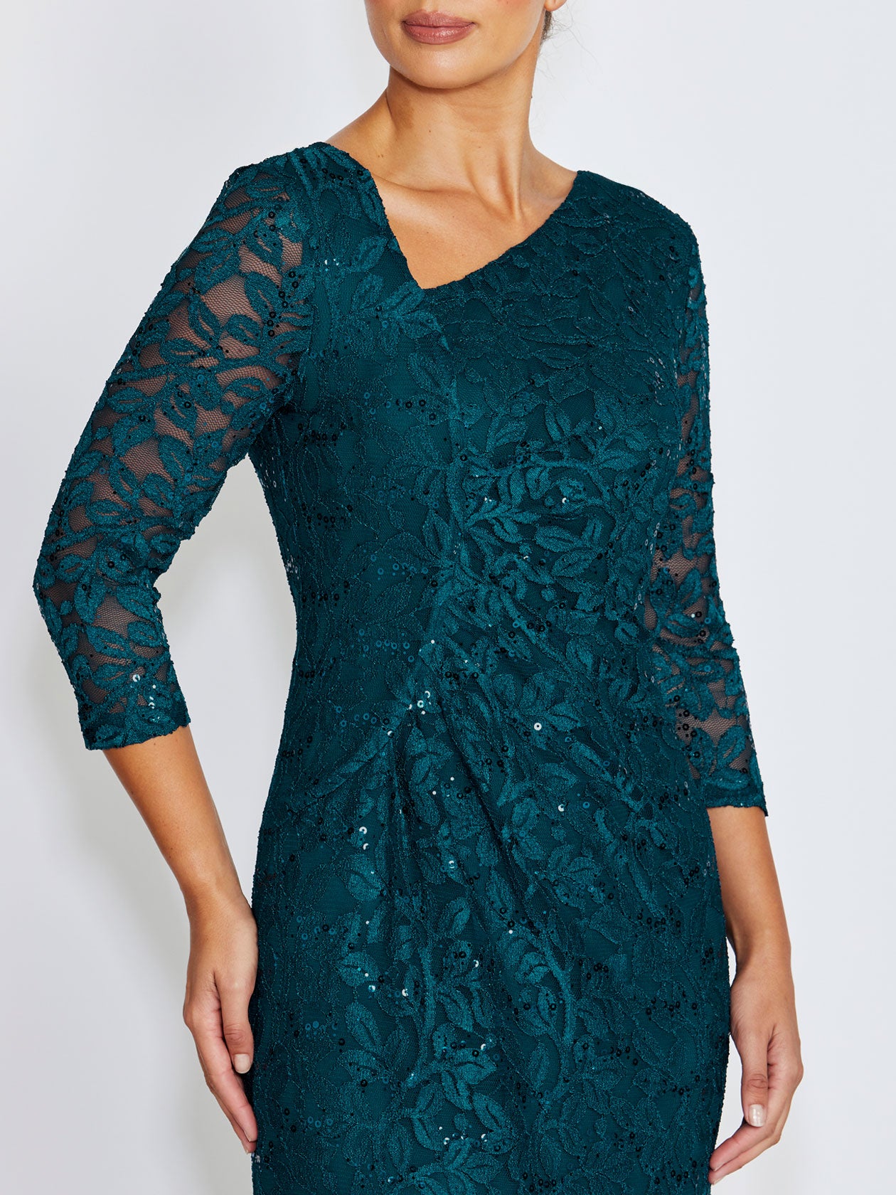 Leighton Teal Lace Gown